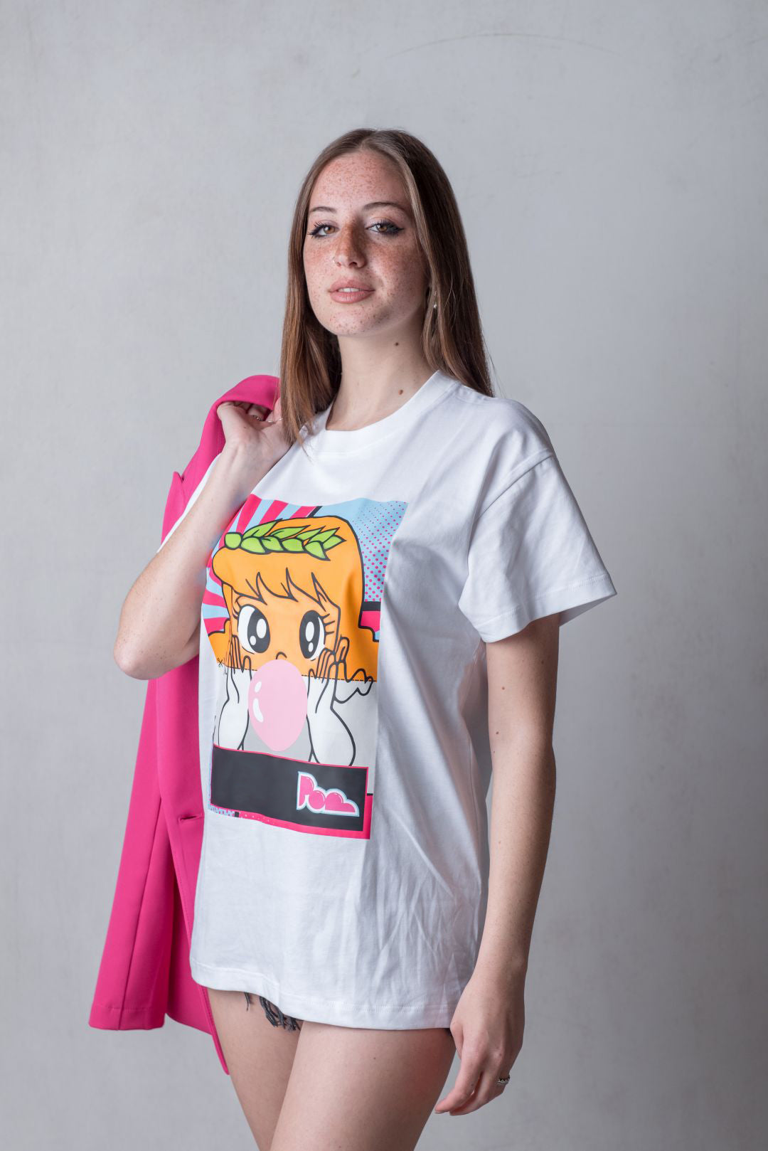 "Pollon" Bubble Gum Tee - Bianco