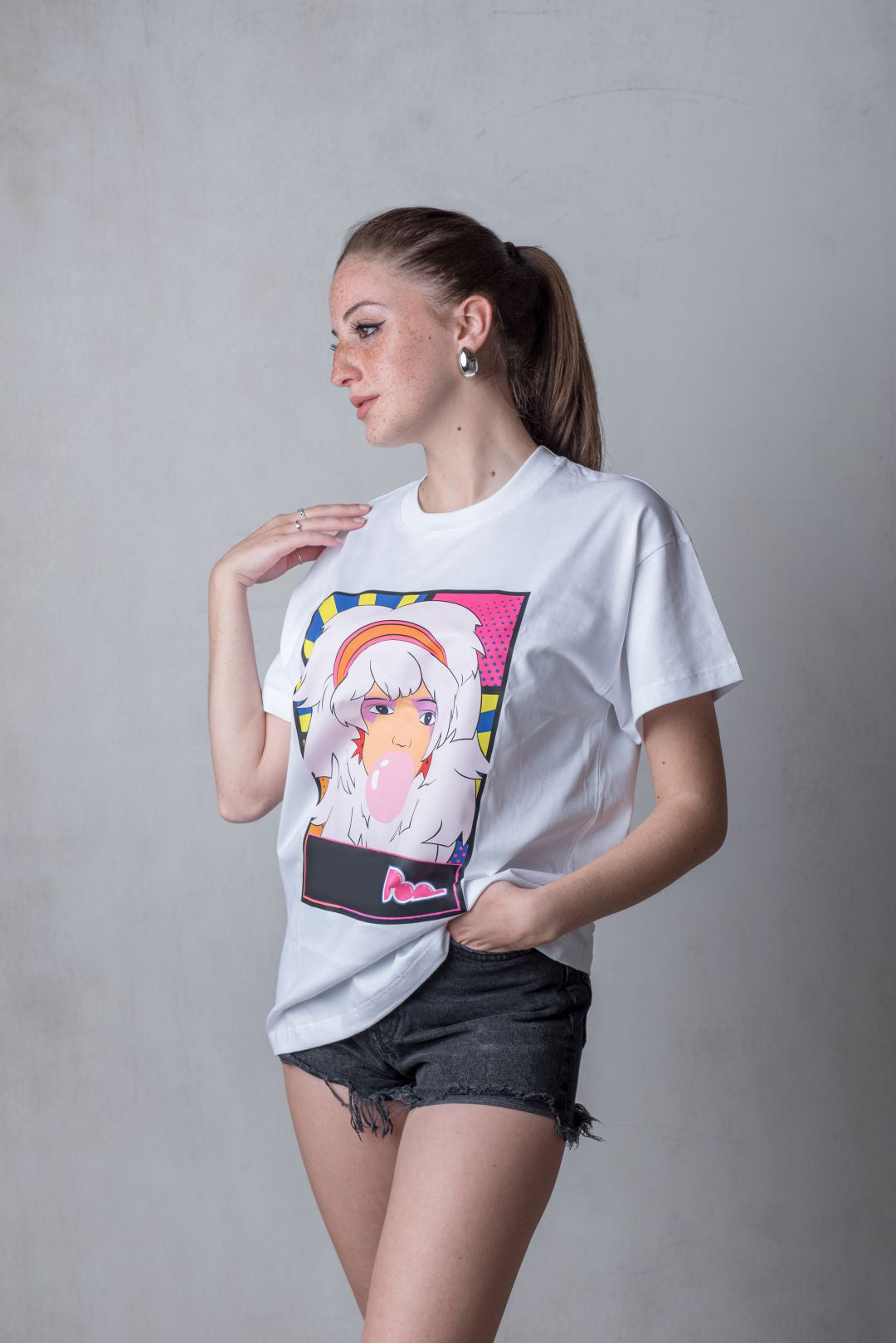 "Jem" Bubble Gum Tee - Bianco