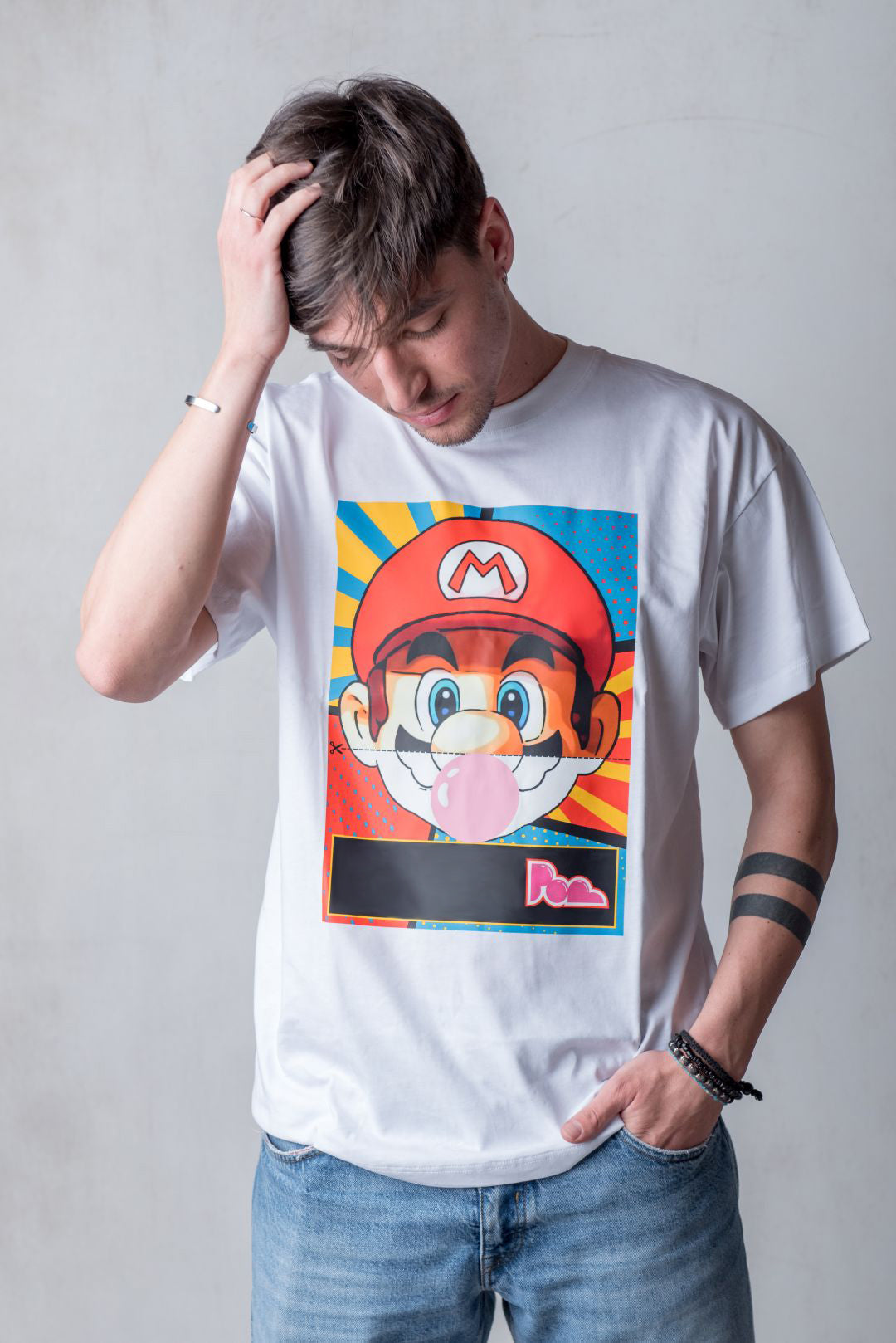 "Super Mario" Bubble Gum Tee - Bianco