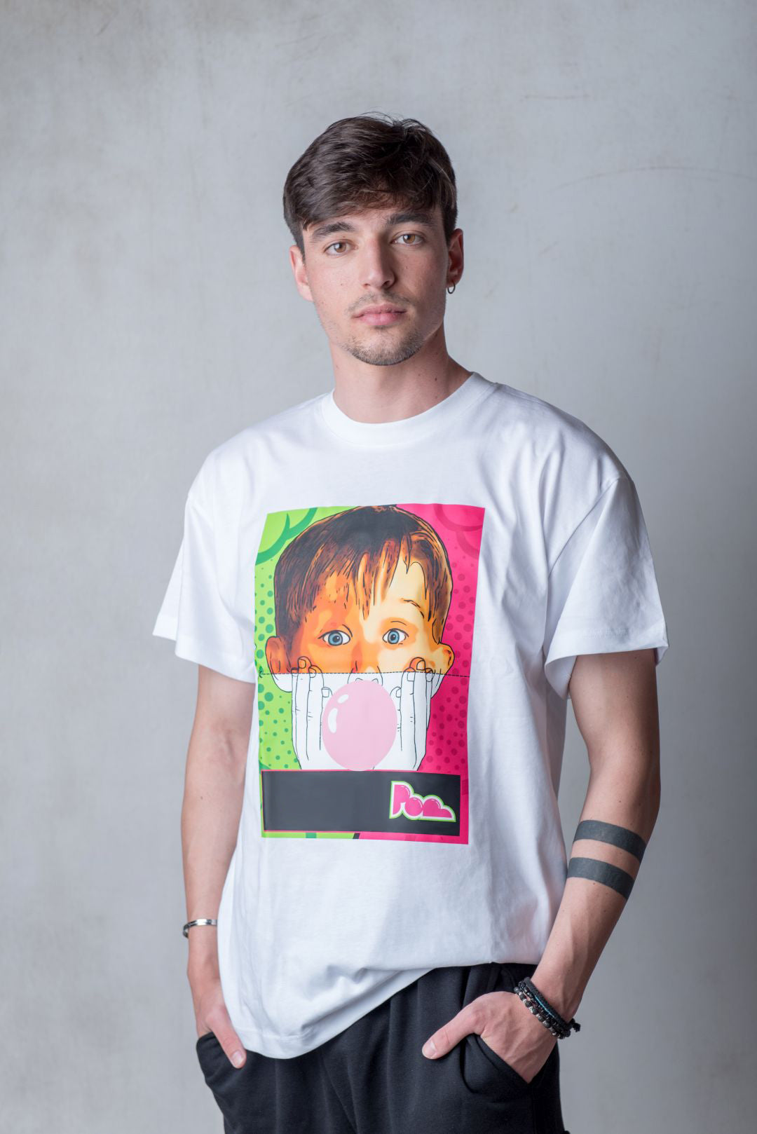 "Kevin" Bubble Gum Tee - Bianco