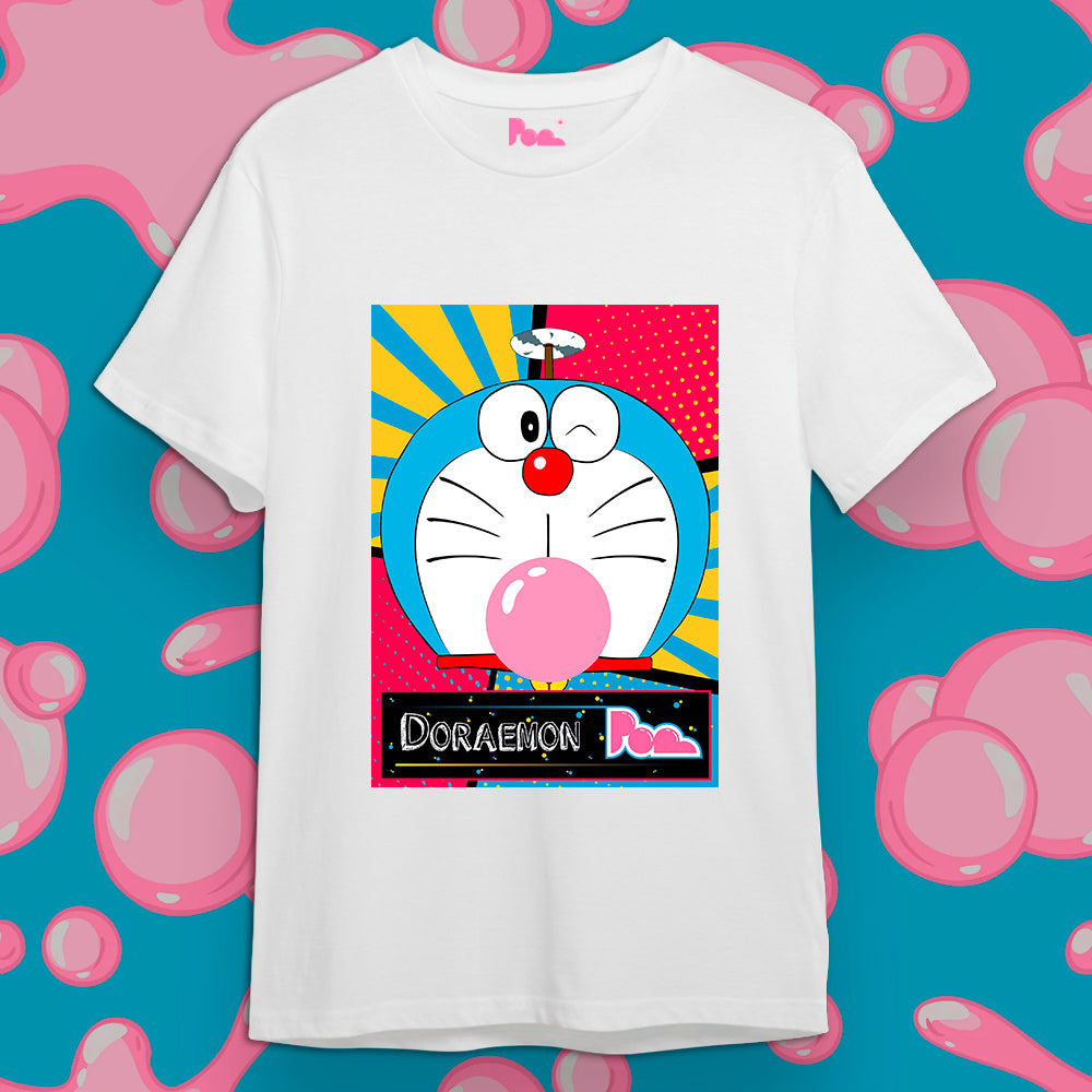 "Doraemon" Bubble Gum Tee - Bianco
