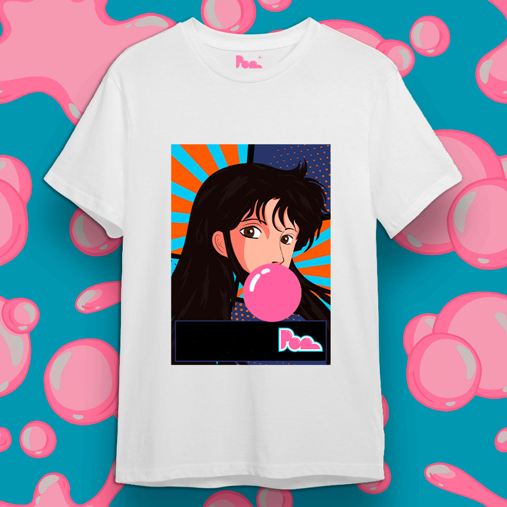 "Occhi di Gatto" Bubble Gum Tee - Bianco