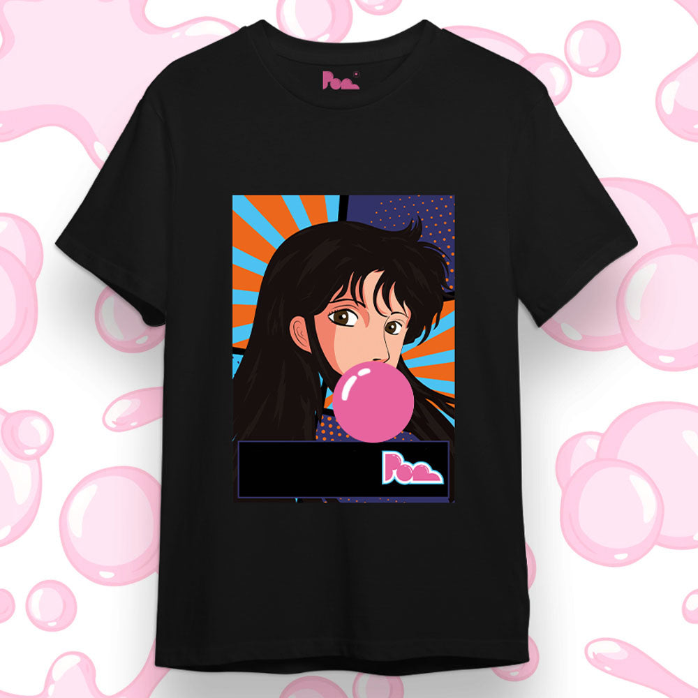 "Occhi di Gatto" Bubble Gum Tee - Nera