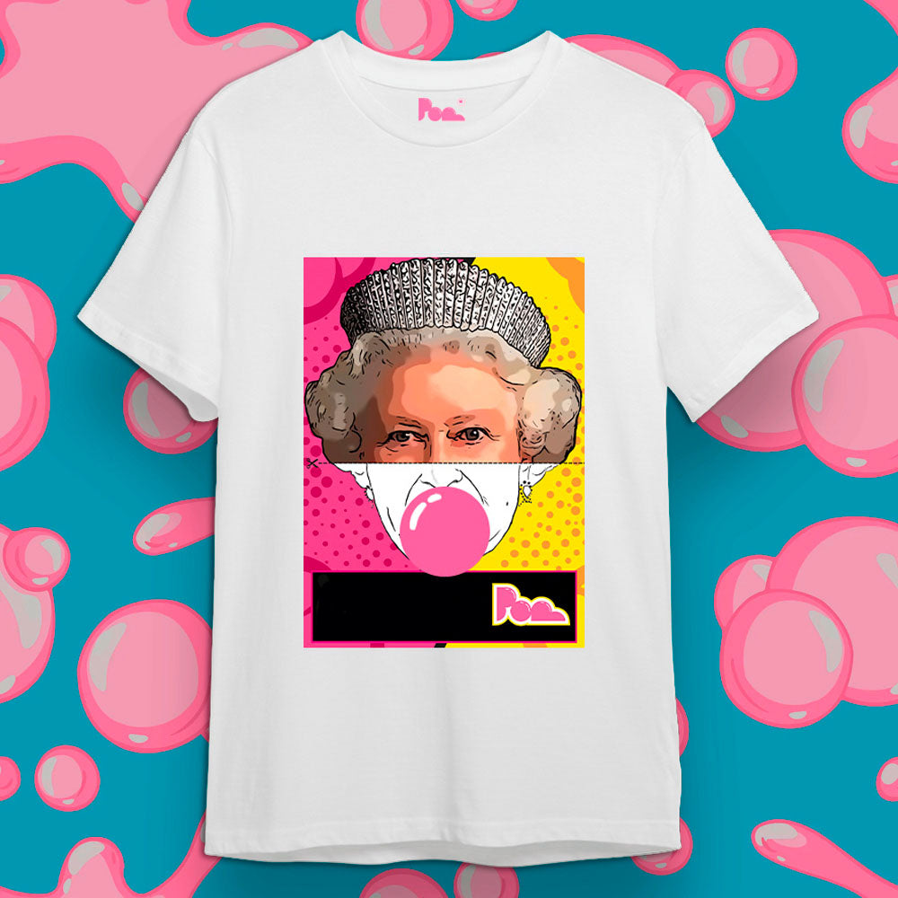 "The Queen" Bubble Gum Tee - Bianco