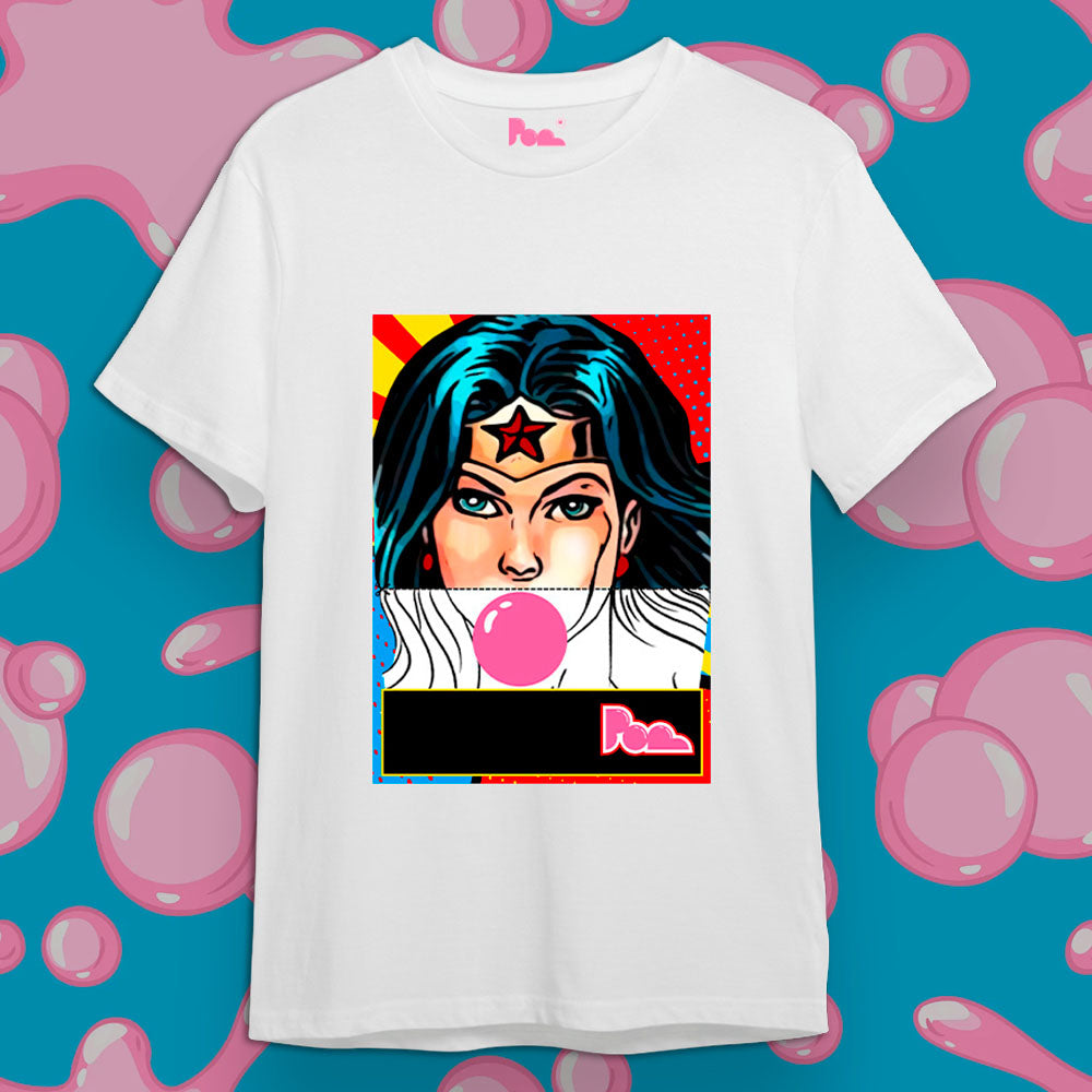 "Wonder Woman" Bubble Gum Tee - Bianco