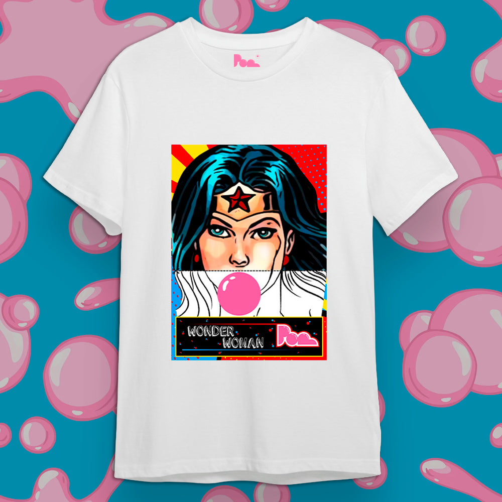 "Wonder Woman" Bubble Gum Tee - Bianco